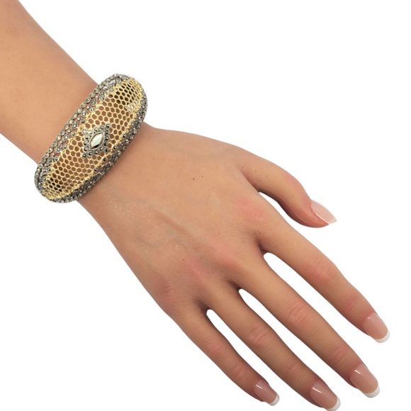 Judith Jack Sterling Silver & Gold-Tone Marcasite Bangle Bracelet #21222 - Picture 12 of 13